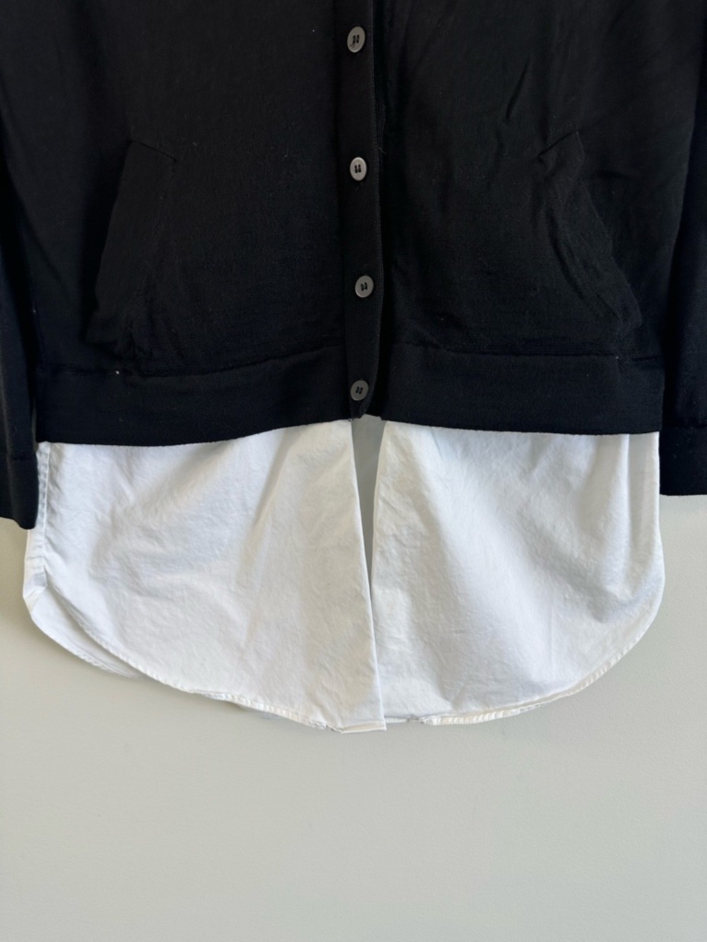 Cos Hybrid Layered Wool Cardigan Size XS Black White - Picture 6 of 12